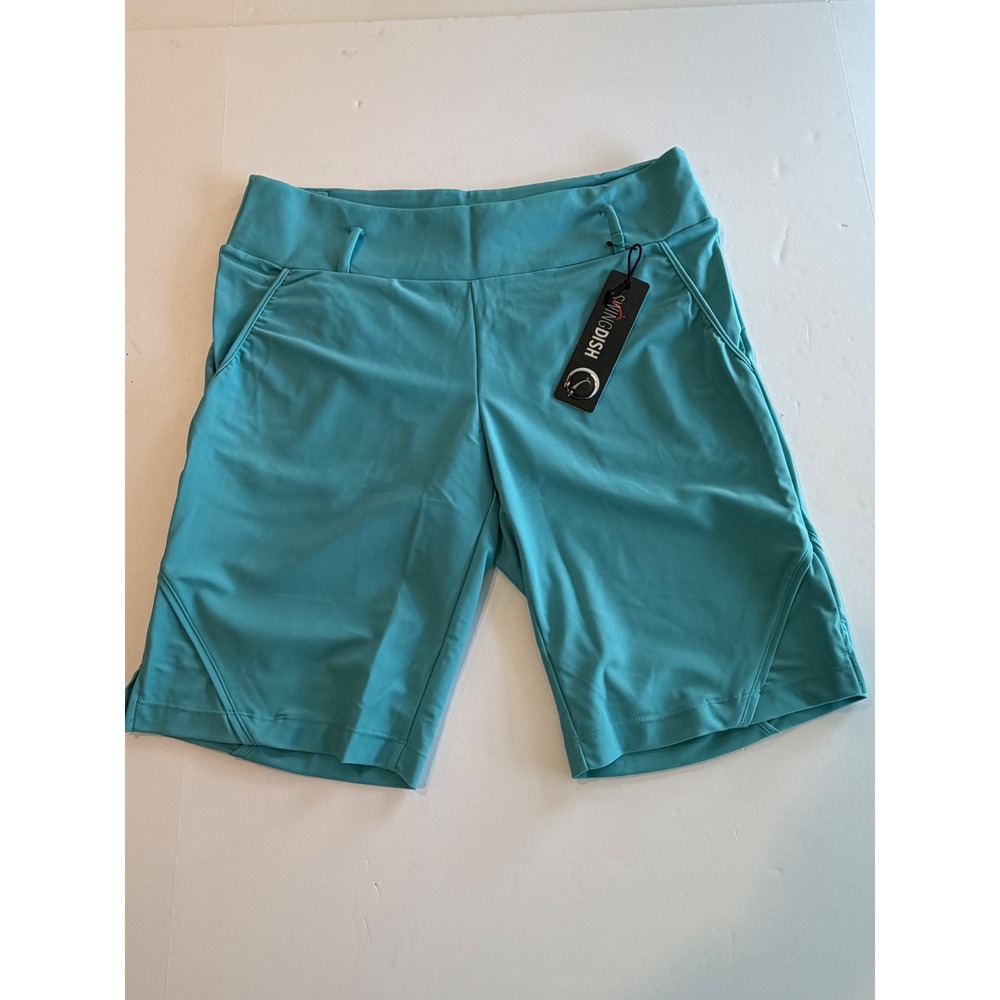 SwingDish Womens Golf Shorts Turquoise Teal Performance Activewear‎ Size L NWT